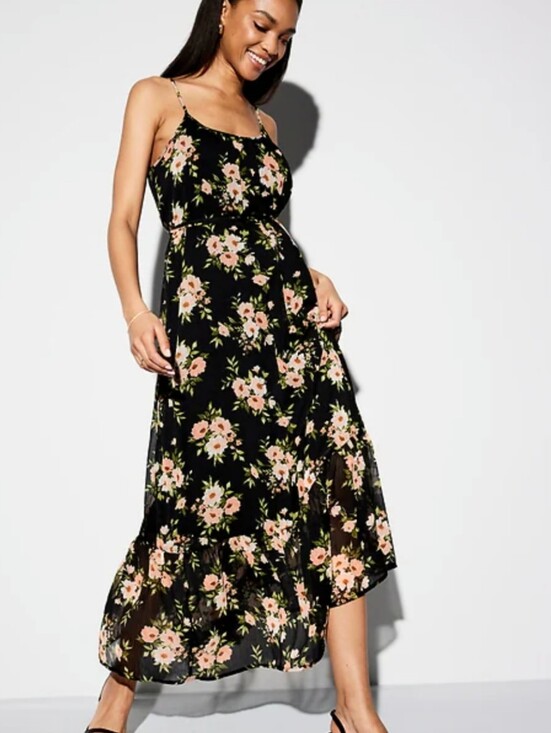 Old Navy Dresses & Skirts - Old Navy The Occasion black floral waist-defined sleeveless chiffon maxi dress